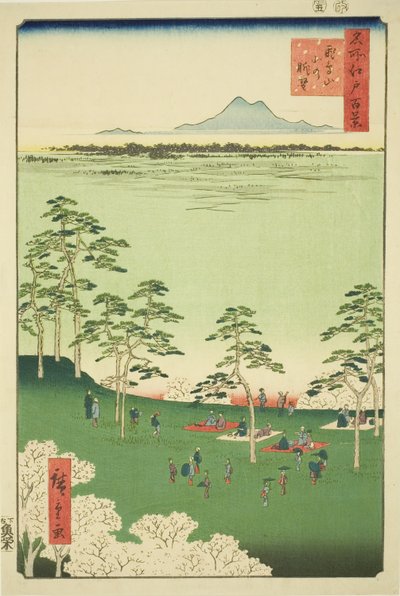 Vista al norte desde la colina Asuka (Asukayama kita no chobo), de la serie "Cien vistas famosas de Edo (Meisho Edo hyakkei)" de Utagawa Hiroshige