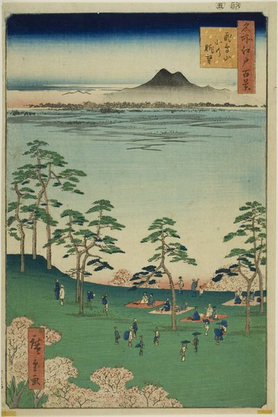Vista al norte desde la colina de Asuka (Asukayama kita no chobo), de la serie "Cien vistas famosas de Edo (Meisho Edo hyakkei)" de Utagawa Hiroshige