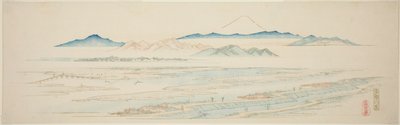 Pueblo de Tamagawa (Tamagawa no sato), de una serie sin título de vistas famosas de los suburbios de Edo de Utagawa Hiroshige