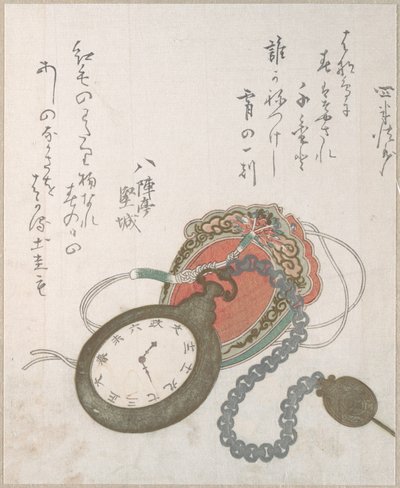 Reloj de bolsillo occidental de la colección Lluvia de primavera, vol. 3 de Utagawa Hiroshige