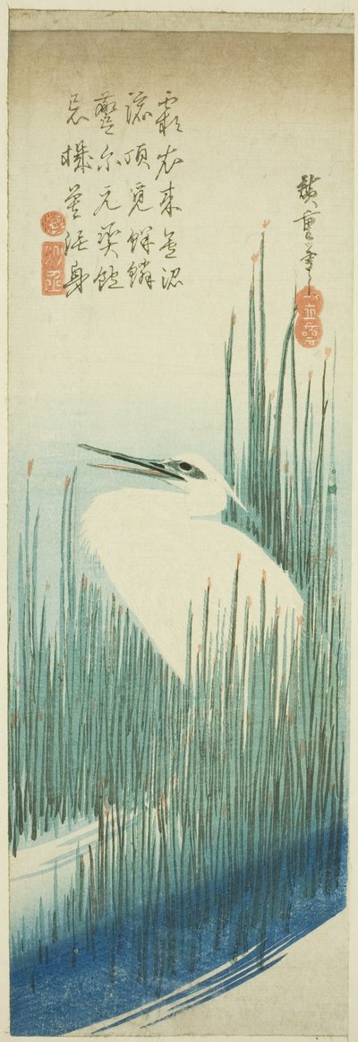Garza Blanca y Pinceles de Utagawa Hiroshige
