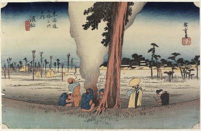Escena de invierno, Hamamatsu, c. 1833 de Utagawa Hiroshige