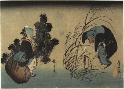 Mujer y tejón de Utagawa Hiroshige
