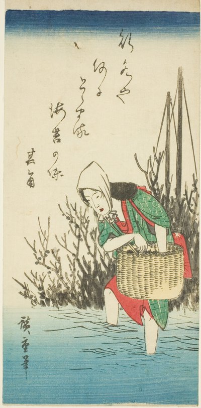 Mujer recogiendo algas de Utagawa Hiroshige
