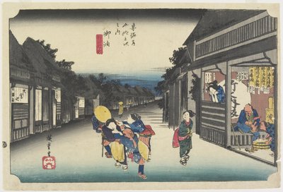Mujeres solicitando viajeros, Goyu, c. 1833 de Utagawa Hiroshige