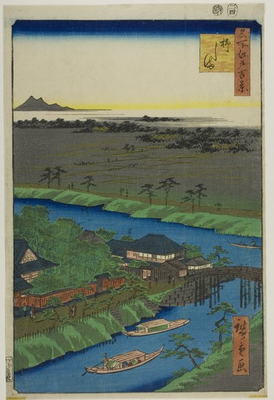 Yanagashima, de la serie "Cien vistas famosas de Edo (Meisho Edo hyakkei)" de Utagawa Hiroshige