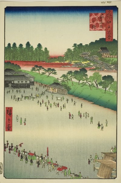 Yatsukoji, dentro de la puerta Sujikai (Sujikai-uchi Yatsukoji), de la serie "Cien vistas famosas de Edo (Meisho Edo hyakkei)" de Utagawa Hiroshige