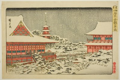 Feria de Fin de Año en el Templo Kinryuzan en Asakusa (Asakusa Kinryuzan toshi no ichi), de la serie "Lugares Famosos en la Capital del Este (Toto meisho)" de Utagawa Hiroshige