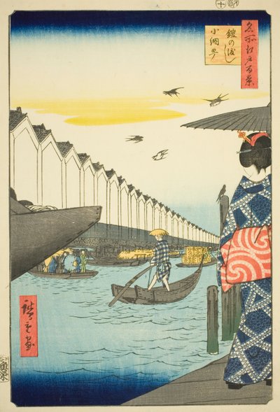 Ferry Yoroi, Koami-cho (Yoroi no watashi Koami-cho), de la serie “Cien vistas famosas de Edo (Meisho Edo hyakkei)” de Utagawa Hiroshige