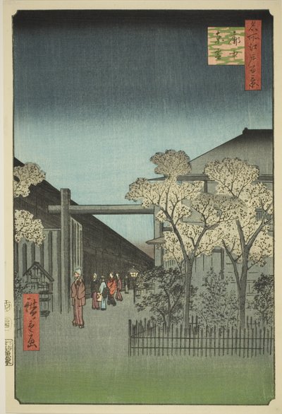 Barrio con Licencia de Yoshiwara al Amanecer (Kakuchu shinonome), de la serie "Cien Vistas Famosas de Edo (Meisho Edo hyakkei)" de Utagawa Hiroshige