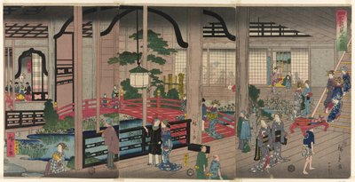El Interior del Gankiro en Yokohama de Utagawa Hiroshige II
