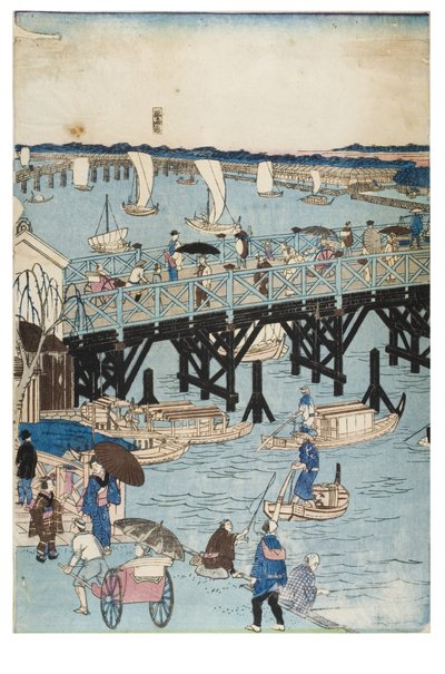 Lugares famosos en Tokio, Vista verdadera del puente Ryogoku de Utagawa II Hiroshige