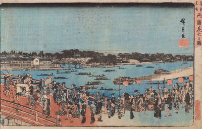 Fuegos artificiales en Ryogoku de Utagawa II Hiroshige