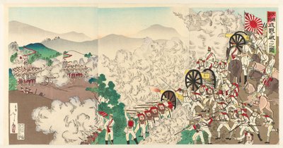 La pequeña pelea en Seúl, Corea Chôsen Keijô no shôsen (título sobre objeto) de Utagawa Kokunimasa