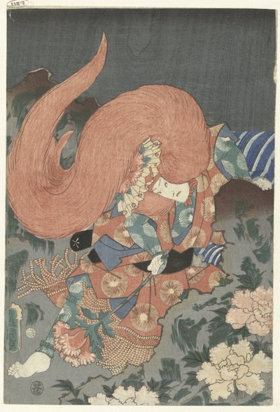 Actor como bailarín del león de Utagawa Kunisada (I)