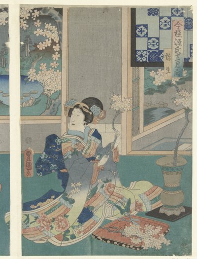 el tercer mes Yayoi (título sobre objeto) Historias modernas de Genji durante los doce meses (título de la serie) Imayo Genji junikagetsu no uchi (título de la serie sobre el objeto) de Utagawa Kunisada (I)