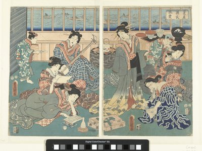 Una versión contemporánea de la historia de Genji Mitate Genji Shinasadame (título sobre objeto) de Utagawa Kunisada (I)
