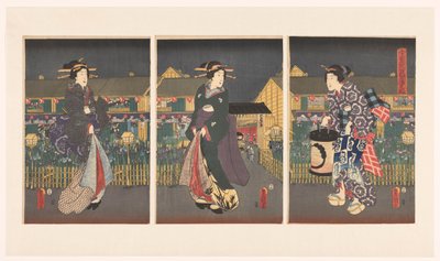 Miembro de línea entrante Un dibujo del club de lectura de la flor dorada. de Utagawa Kunisada (I)