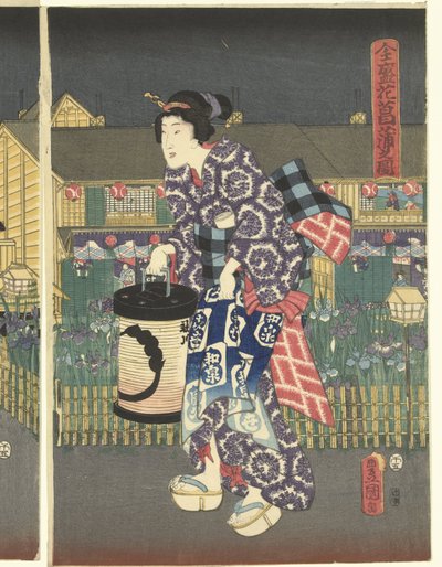 Miembro de línea entrante Un dibujo del club de lectura de la flor dorada (objeto de sonido de sangre CT) de Utagawa Kunisada (I)