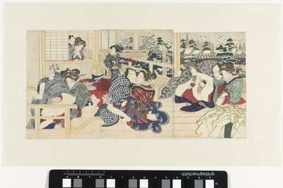 Parejas de amor en la terraza en invierno de Utagawa Kunisada (I)