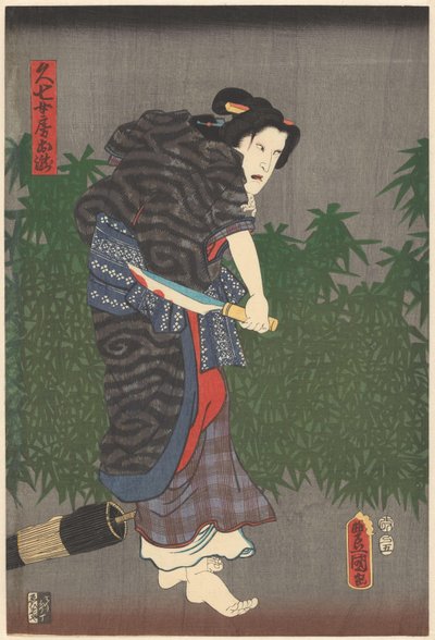 Otaki con cuchillo ensangrentado en sus manos de Utagawa Kunisada (I)