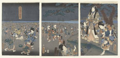 Recolección de conchas en la playa de Akashi. Akashi no ura shiogari no zu (título sobre el objeto) de Utagawa Kunisada (I)