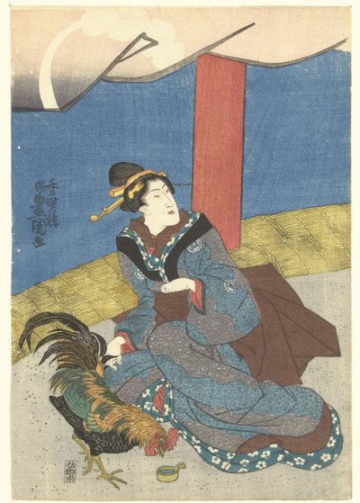 Bellezas en una pelea de gallos de Utagawa Kunisada (I)