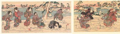 lanzando bolas de nieve de Utagawa Kunisada (I)