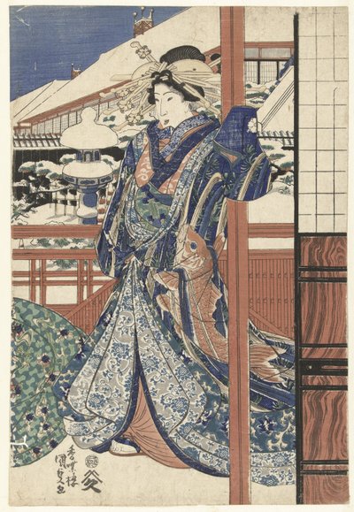 Mujer en jardín de invierno de Utagawa Kunisada (I)