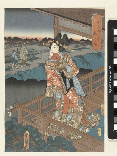 mujer, en, balcón de Utagawa Kunisada (I)