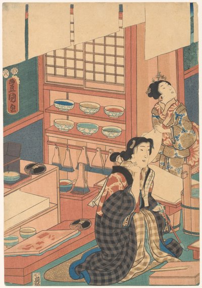 Las mujeres hacen cuadros (parte izquierda) de Utagawa Kunisada (I)
