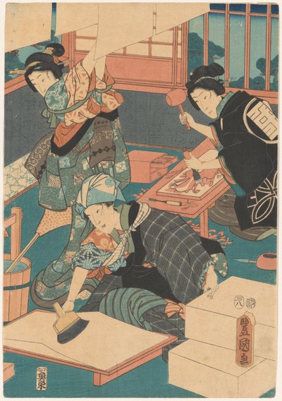 Las mujeres hacen cuadros (parte media) de Utagawa Kunisada (I)