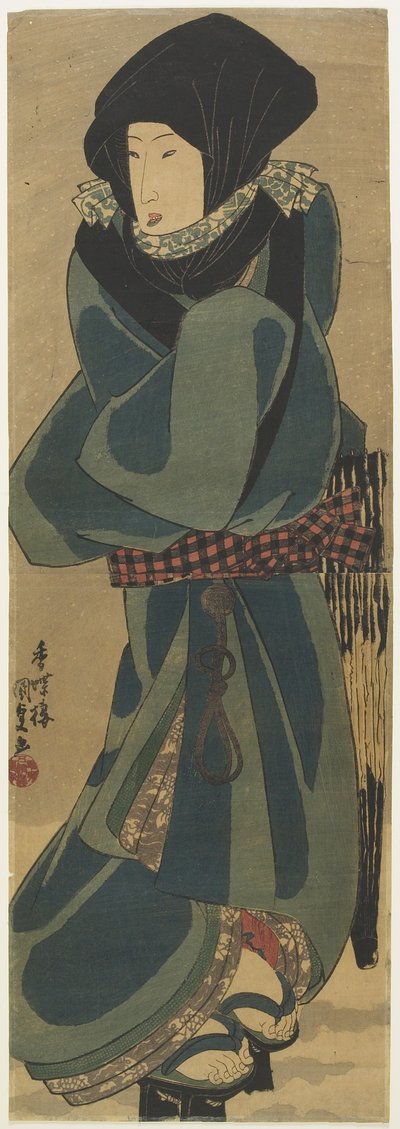 (Mujer con capa y capucha), c. 1830-1844 de Utagawa Kunisada