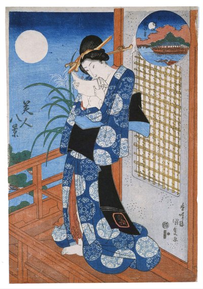 Luna de otoño sobre Miho de Utagawa Kunisada