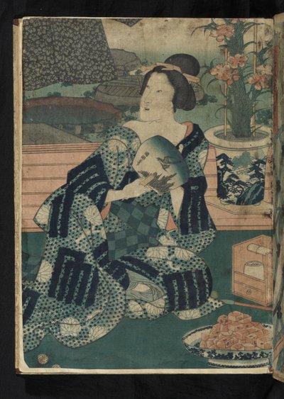 Avant et après - mujer japonesa sentada abanicándose de 