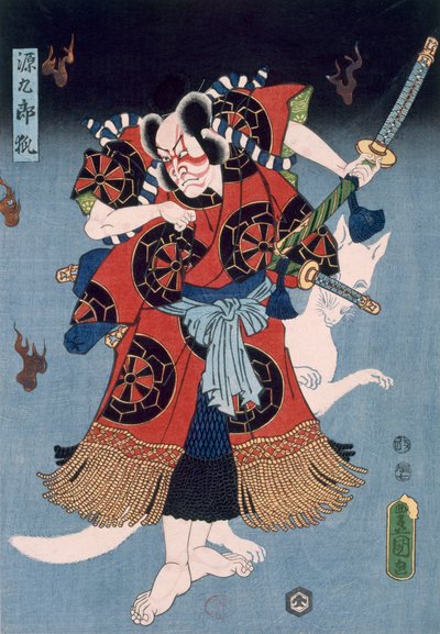 Bando Kamezo como Yokawa Kakuhan en una escena de Sembonzakura de Utagawa Kunisada