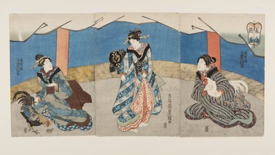 Bellezas durante una pelea de gallos (Bijin Toriaiu) de Utagawa Kunisada