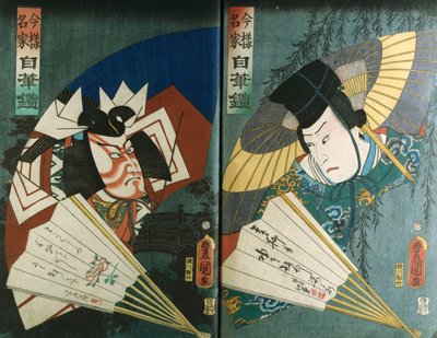 Ilustraciones de un álbum que representa actores en varios roles de Utagawa Kunisada