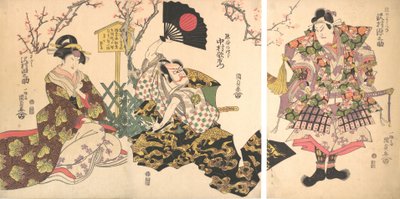 Escena de Kabuki en el campamento de Kumagai, de la obra La crónica de la batalla de Ichinotani de Utagawa Kunisada