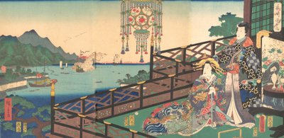 Mitsuuji en el Distrito de Placer Maruyama de Nagasaki, 3er mes, 1861 de Utagawa Kunisada
