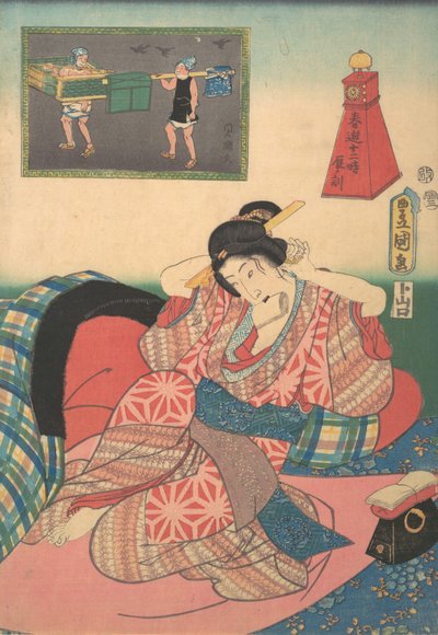 Doce horas de placeres primaverales: Hora del dragón, siglo XIX de Utagawa Kunisada