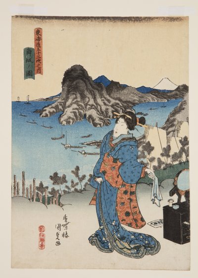 Vista de Maisaka (grabado en madera a color) de Utagawa Kunisada