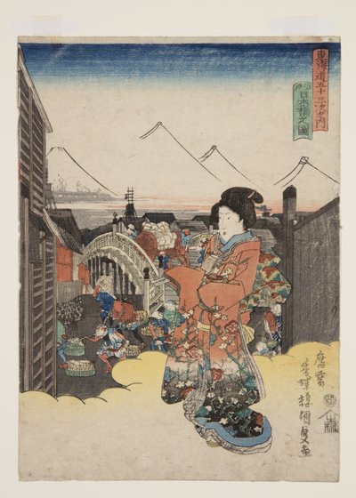 Vista de Nihonbashi en Edo de Utagawa Kunisada