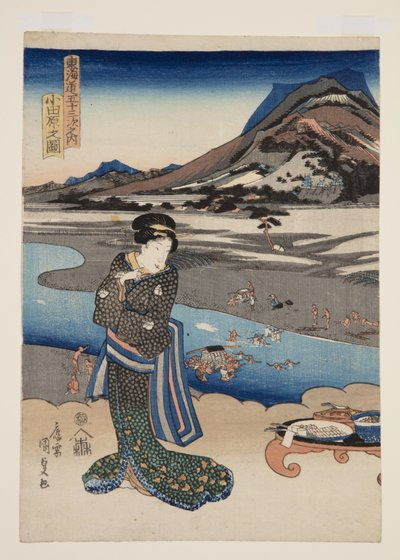 Vista de Odawara (grabado en madera a color) de Utagawa Kunisada