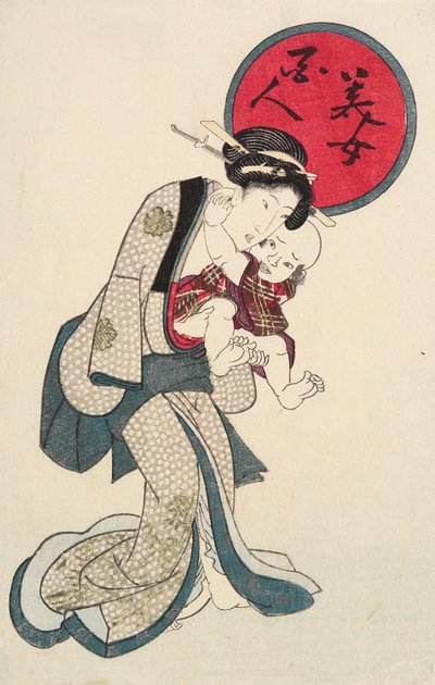 Mujer sosteniendo un bebé de Utagawa Kunisada
