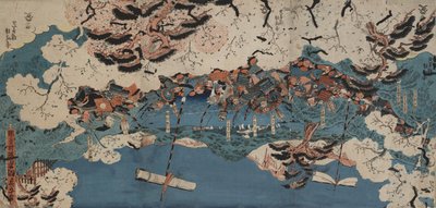 Componiendo poemas en la casa de aduanas de Nakoso de Utagawa Kunisada III