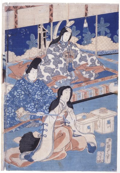 Bienvenida a la primavera con una reunión de flores (Hana Soroi Haru No Taimen) (xilografía en color) de Utagawa Kunisada II