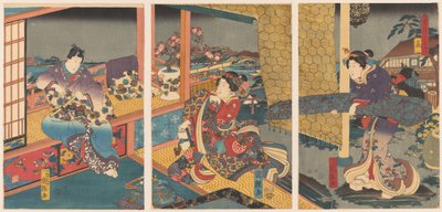 flores Hana (título sobre el objeto) Nieve, luna y flores (título de la serie) Setsugekka no uchi (título de serie en objeto) de Utagawa Kuniteru