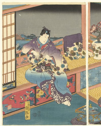 flores Nieve, luna y flores (título de la serie) de Utagawa Kuniteru