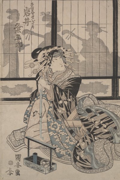 Kumesaburo Iwai como la geisha Yugiri de Utagawa Kuniyasu